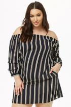 Forever21 Plus Size Striped Off-the-shoulder Mini Dress