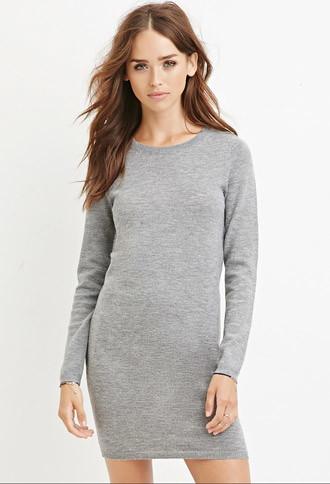 Forever21 Women's Knit Sweater Dress (heather Grey)