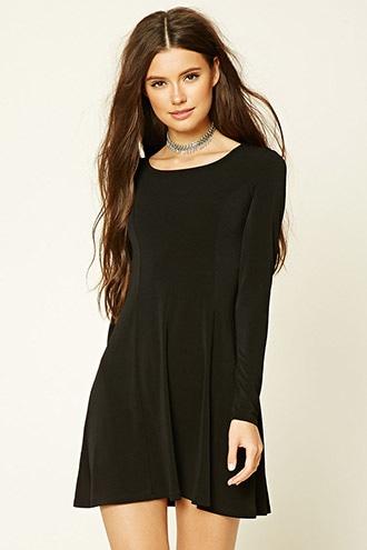 Forever21 Women's  Black Lace-up Back Dress