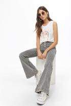 Forever21 Striped Button-fly Flare Jeans