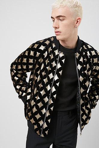 Forever21 Velvet Sequin Bomber Jacket