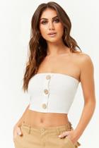 Forever21 Ribbed Button-front Cropped Tube Top