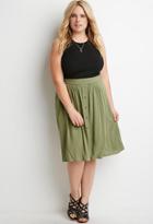 Forever21 Plus Women's  Buttoned A-line Skirt (olive)