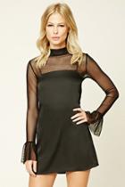 Love21 Women's  Black High Neck Mesh Top