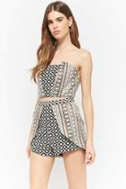 Forever21 Metallic Abstract Tube Top & Shorts Set