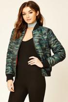 Forever21 Women's  Rise Above Camo Bomber Jacket