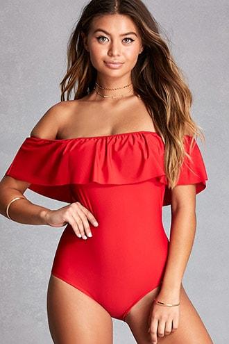 Forever21 Ruffled One-piece Swimsuit