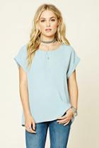 Forever21 Women's  Dusty Blue Classic Boxy Top