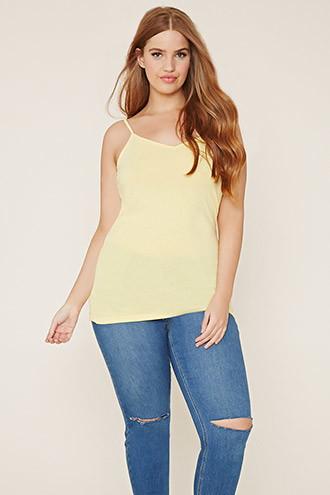Forever21 Plus Women's  Light Yellow Plus Size V-neck Cami