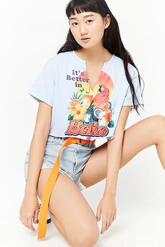 Forever21 Better In Belize Cropped Tee