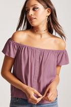 Forever21 Button-front Off-the-shoulder Top