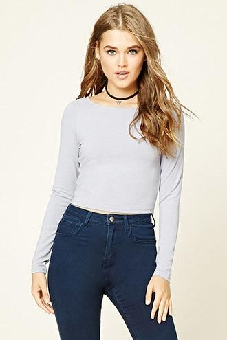 Forever21 Women's  Sugarplum Scoop-neck Crop Top
