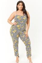 Forever21 Plus Size Floral Houndstooth Cami Jumpsuit