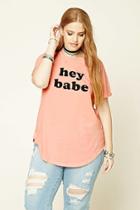 Forever21 Plus Women's  Plus Size Hey Babe Graphic Tee