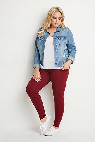 Forever21 Plus Women's  Wine Plus Size Classic Leggings
