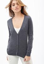 Forever21 Women's  Charcoal Heather Classic V-neck Cardigan