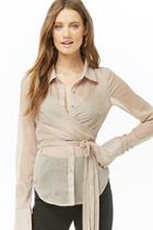 Forever21 Shimmer Wrap-front Shirt