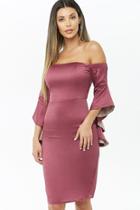 Forever21 Sheeny Off-the-shoulder Ruffle-sleeve Dress