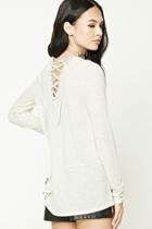 Forever21 Brushed Knit Lace-back Top