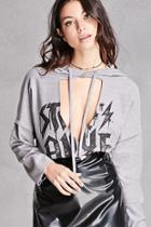 Forever21 Stay Alive Cutout Hoodie