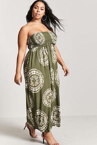 Forever21 Plus Size Strapless Medallion Maxi Dress