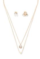 Forever21 Faux Pearl And Faux Stud Jewelry Set (gold/clear)