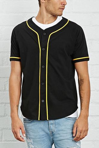 21 Men Men's  Black & Yellow Baseball Jersey Tee