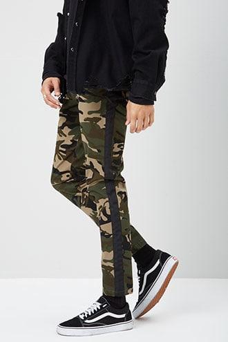 Forever21 Slim-fit Camo Striped-trim Pants