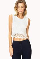 Forever21 Women's  Scalloped-hem Crochet Top