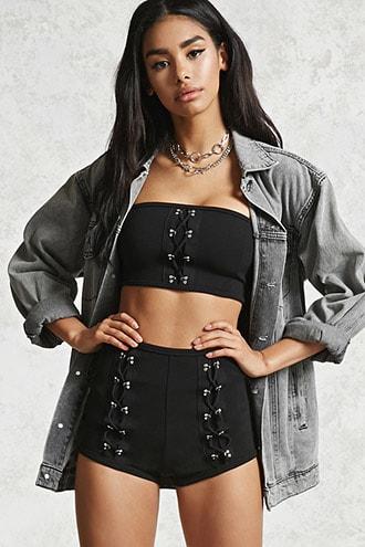 Forever21 Crisscross Lace-up Shorts