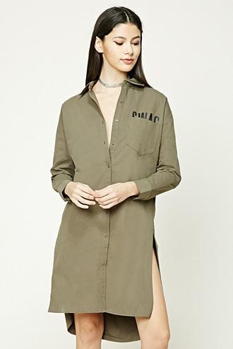 Forever21 Brooklyn Graphic Longline Shirt