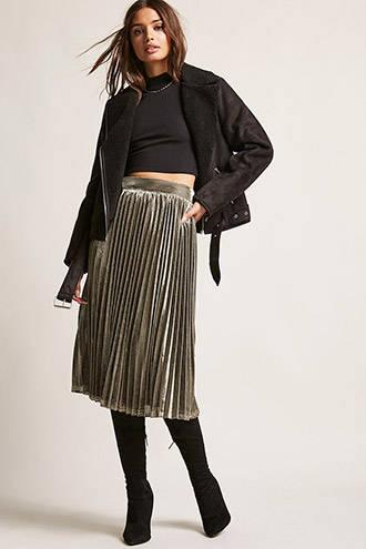 Forever21 Pleated Metallic Skirt