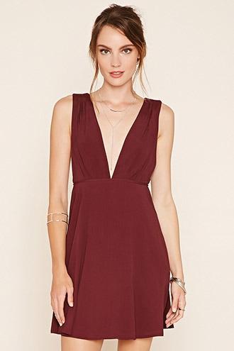 Love21 Women's  Contemporary Plunging Dress