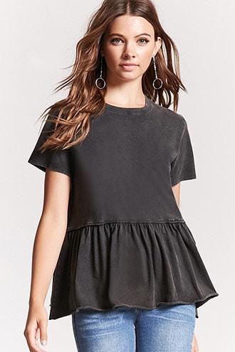 Forever21 Slub Knit Dropped Hem Tee