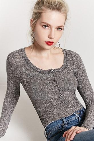 Forever21 Heathered Henley Top