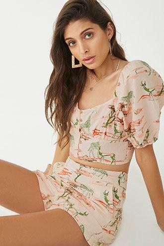 Forever21 Safari Print Crop Top