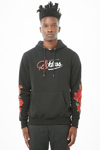 Forever21 Young & Reckless Floral Fleece Hoodie