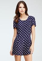 Forever21 Abstract Dotted Puff-sleeve Romper
