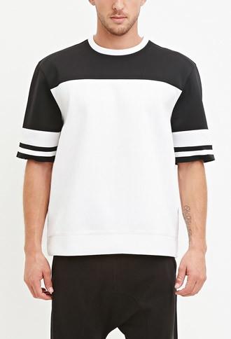 21 Men Colorblocked Stripe-trim Tee