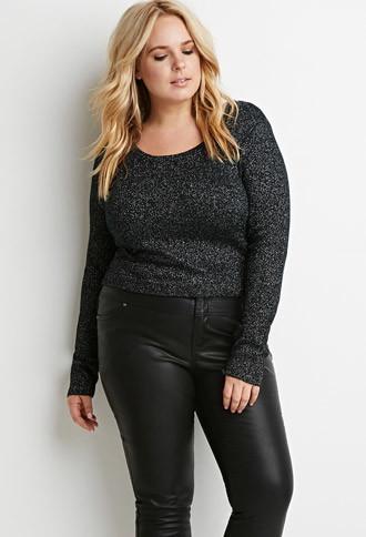 Forever21 Plus Metallic Knit Crop Top