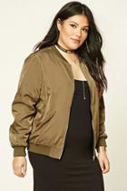 Forever21 Plus Women's  Olive Plus Size Love Me Bomber Jacket