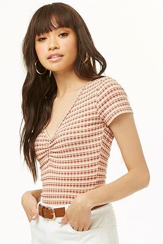 Forever21 Striped Ruched Tee