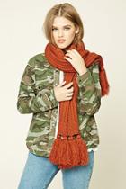 Forever21 Rust Tassled Ribbed Knit Scarf