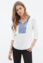 Forever21 Contemporary Woven Colorblocked Blouse