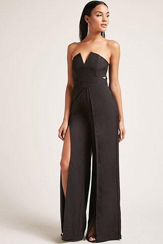 Forever21 Strapless Split-leg Jumpsuit