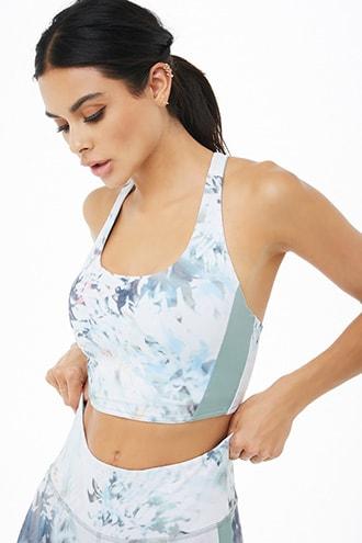 Forever21 Active Tropical Floral Print Crop Top