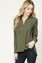 Forever21 Button Down High-low Top