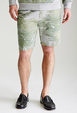 21 Men Palm Leaf Print Sweatshorts