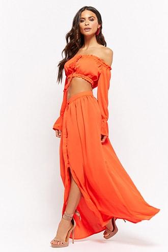 Forever21 Crop Top & Maxi Skirt Set