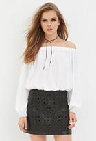 Forever21 Women's  Perforated Faux Leather Skirt